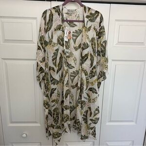 Leaf Print Kimono Cardigan